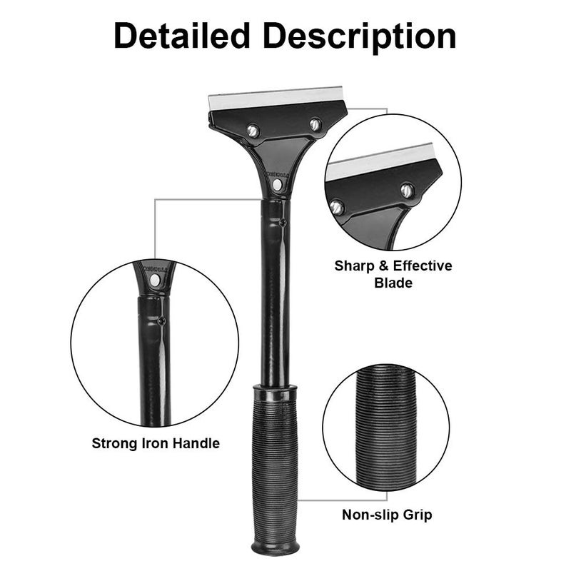 WEUPE Razor Blade Scraper, 4-inch Heavy Duty Long-Handle Scraper for Wallpaper, Paint, Floor, Tile and Windows, Rubber Grip, Made in USA - Image 2